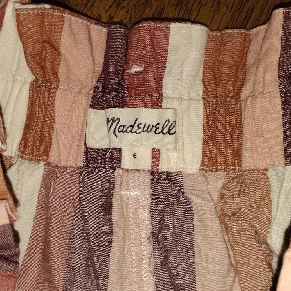 MADEWELL PAPER BAG High Rise RAINBOW STRIPE Brown Tan CREME 6 - Picture 7 of 9